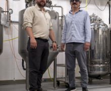 Fermentation Sciences lab manager Daniel Parker (left), and lab director Brett Taubman (right) stand in App State’s Chemistry and Fermentation Sciences Service Lab in Mountain Laurel Hall Sept. 30.