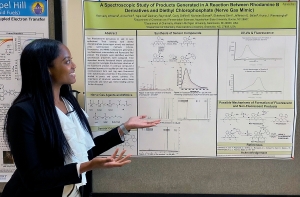 Kennedy Williams presents her poster about fluorescent sensors