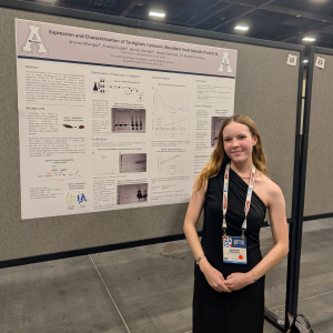 Incoming first-year App State student Brenda Randell, of Chapel Hill, presents tardigrade research she conducted through Summer Ventures at the American Junior Academy of Science conference in Phoenix last February. Photo submitted